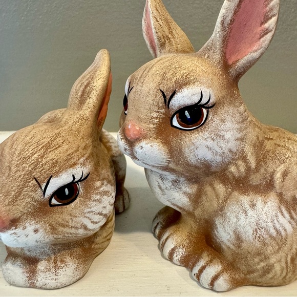 Vintage set of 3 bunny rabbits. Adorable ceramic bunny rabbits with cute faces - Picture 8 of 10